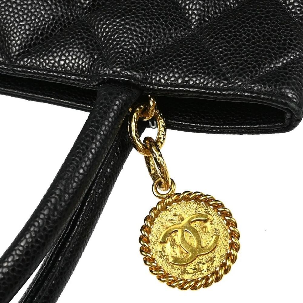 Authentic Chanel Black Caviar Medallion Tote Handbag - Picture 5 of 12